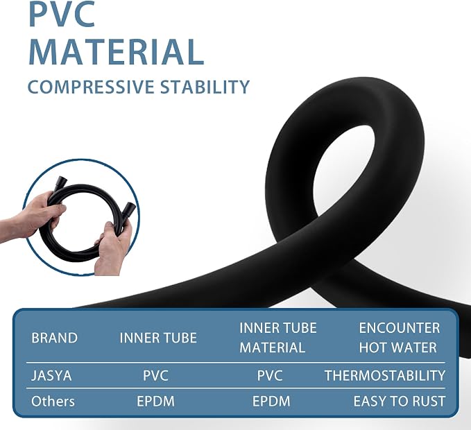Black Shower Hose Replacement Explosion Proof Anti Winding PVC Showerhead Hoses - Image 3