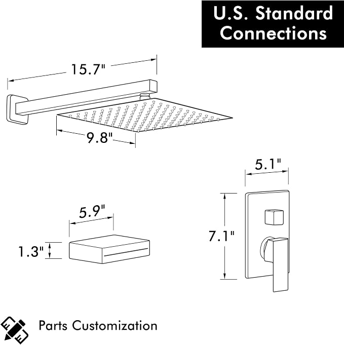 KES Tub and Shower Faucet Set Shower System - Image 7