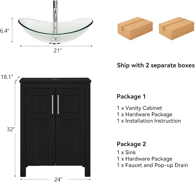 YOURLITE 24 Inches Traditional Bathroom Vanity Set - Image 3