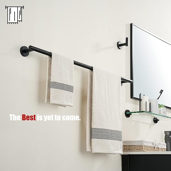 JQK Black Bath Towel Bar, 33 Inch 304 Stainless Steel Thicken 0.8mm Towel Rack - Image 5