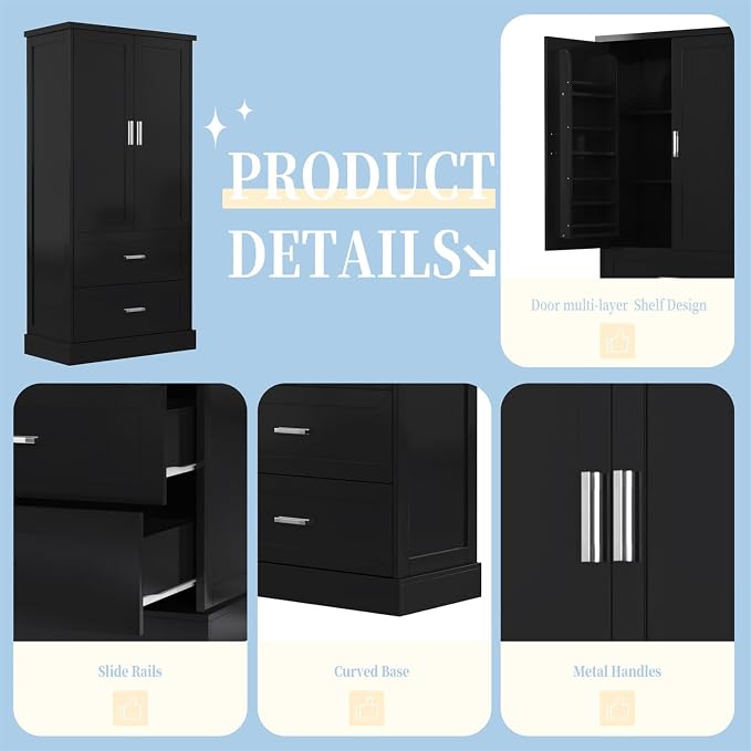 Tall Wide Storage Cabinet, Wood Storage Cabinet - Image 6