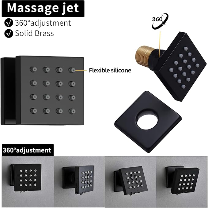 Bathroom Rainfall Shower System Wall Mount 8 Inch Shower Head - Image 6