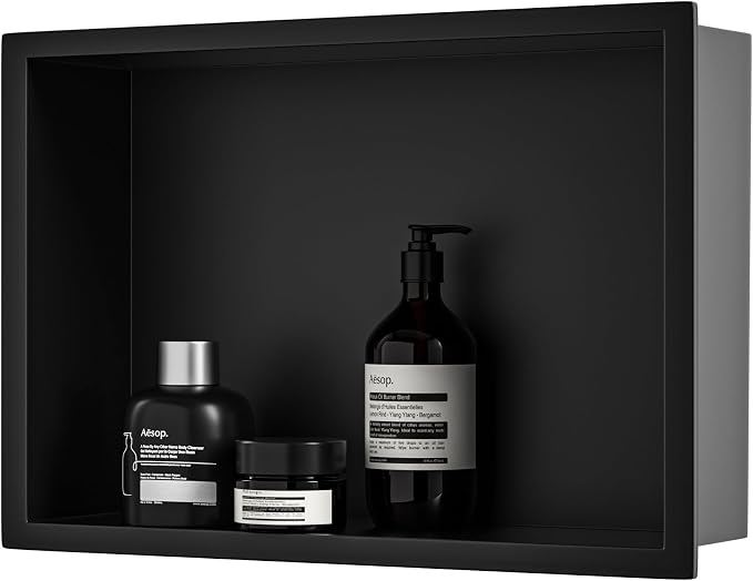 Stainless Steel Shower Niche 18" X 12" Matte Black No Tile Needed Niche Shower by Bernkot