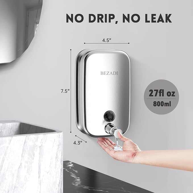Commercial Soap Dispenser Stainless Steel Wall Mount - Image 3