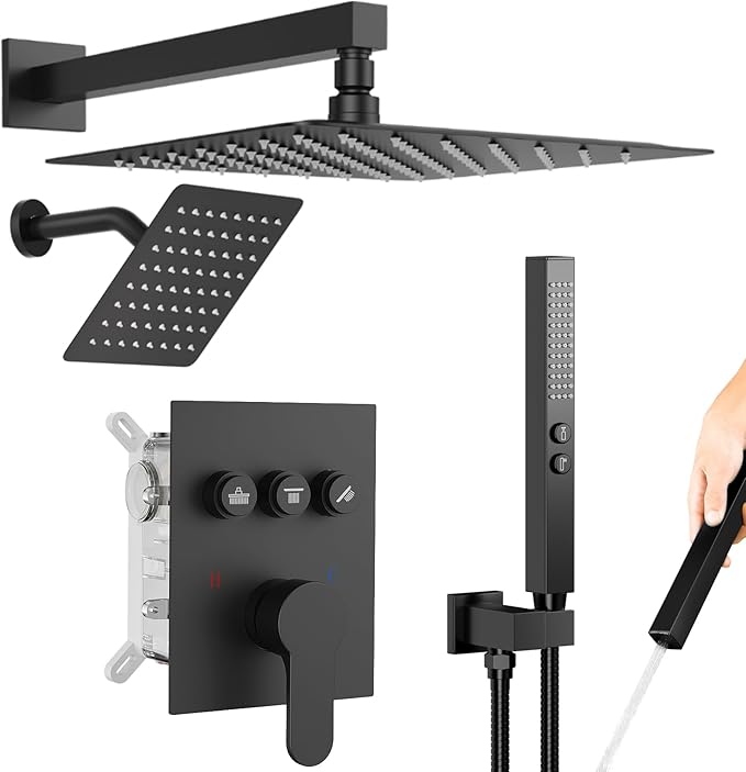Shower Systems with Rain Shower and Handheld, STARBATH Dual Head 12+6" Rainfall by STARBATH