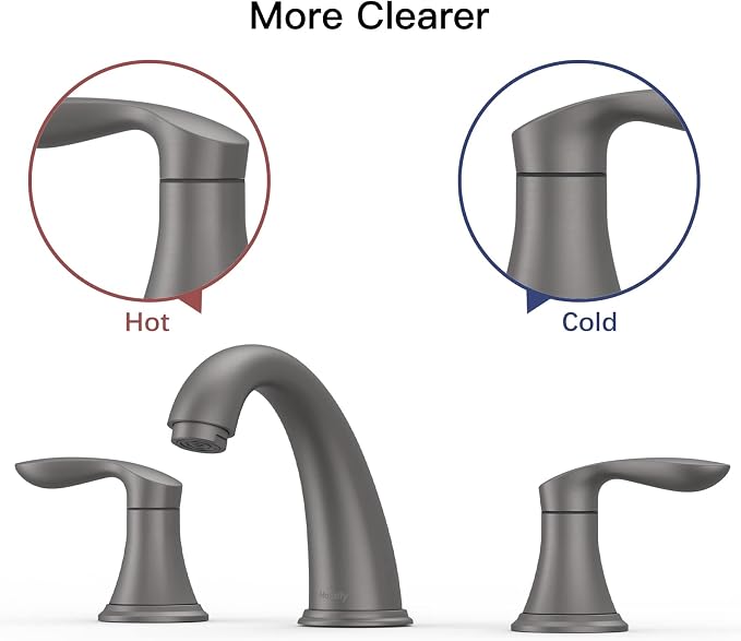 Bathroom Sink Faucet, Faucet for Bathroom Sink, Widespread Gun Grey Bathroom - Image 5