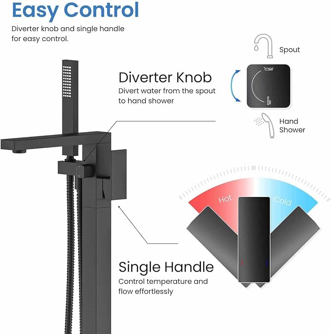 KIBI Cube Floor Mount Tub Filler - Image 4