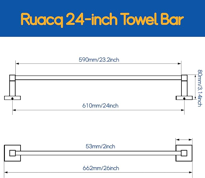 RUACQ Towel Bar 24inch, Towel Racks - Image 7