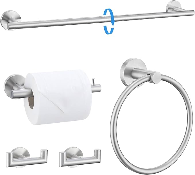 TNOMS Brushed Nickel 5 Pieces Towel Bar Set Bathroom Hardware Set Upgraded by TNOMS
