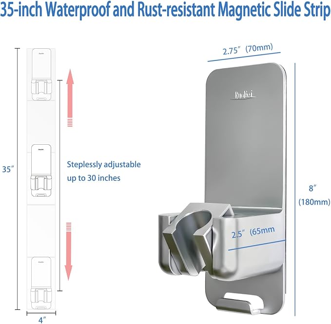 Modular Magnetic Handheld Shower Holder, 5-Section Customizable Sliding Rail - Image 5