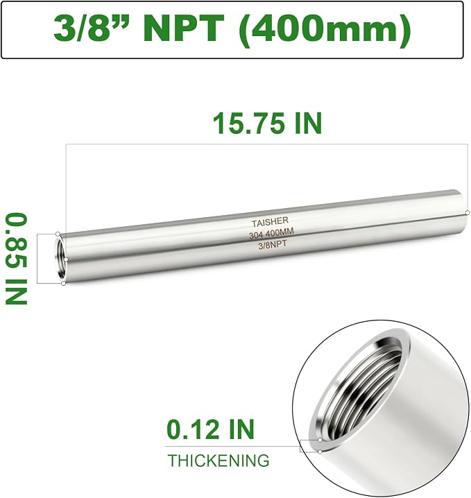TAISHER 1PCS Stainless Steel Pipe Fittings, 3/8" NPT Female x 3/8" NPT Female - Image 2