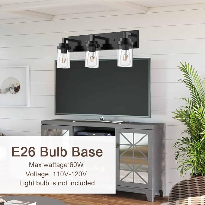 MELUCEE Vintage Bathroom Lighting Fixtures Over Mirror, 3-Light Modern Vanity - Image 7