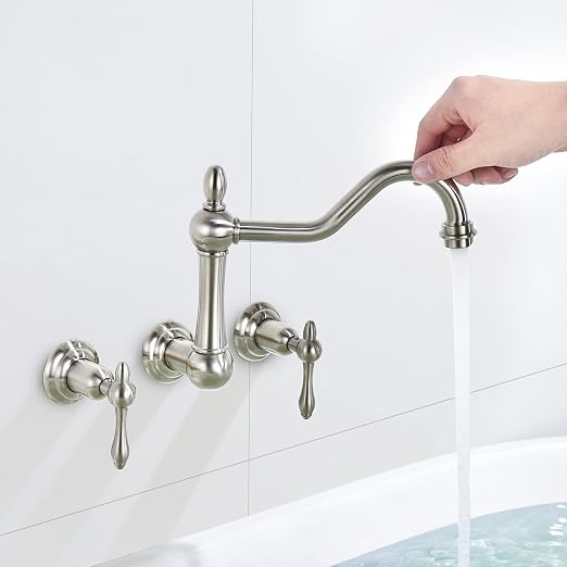 sumerain Wall Mount Bathtub Faucet Brushed Nickel Tub Filler, 8 Inches Center - Image 5