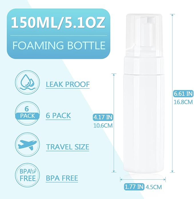 Foam Pump Bottle 150ml/5 oz Empty Plastic Foam Dispenser Pump Bottle Travel - Image 2