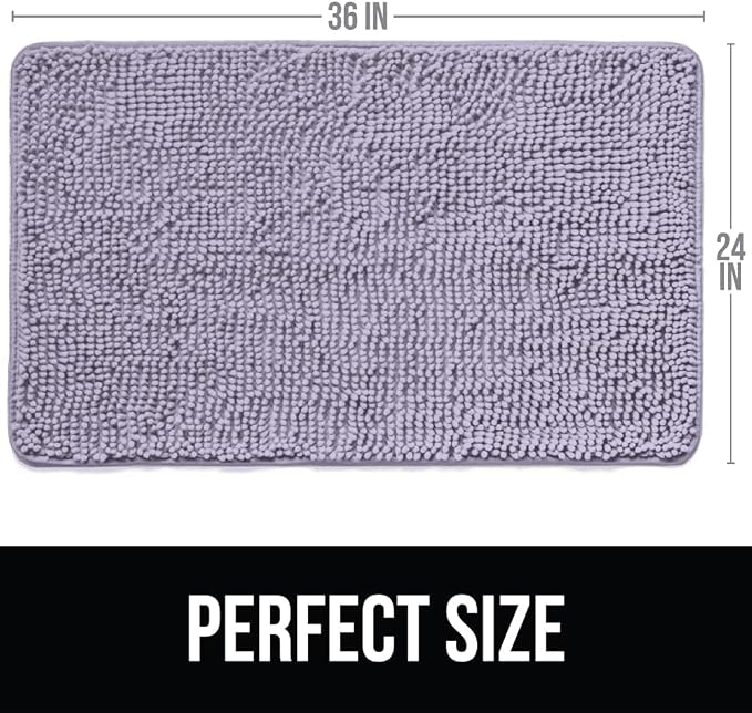KANGAROO Bathroom Rugs, Chenille Soft Absorbent Bath Rug, Shaggy Shower Mat - Image 2