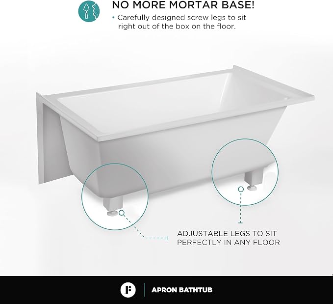 Fine Fixtures Acrylic, Fiberglass Alcove Soaking Bathtub - Image 7