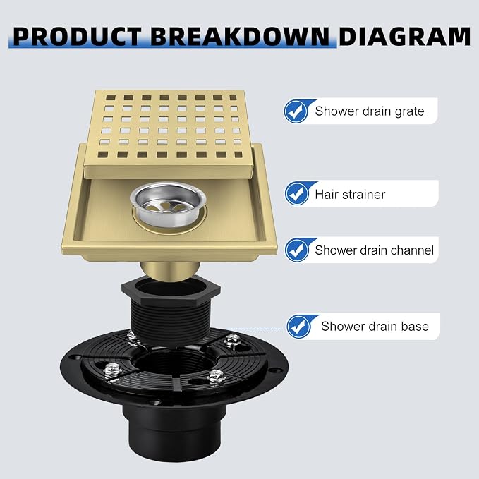 morefine Gold Shower Drain 6 inch - Image 2