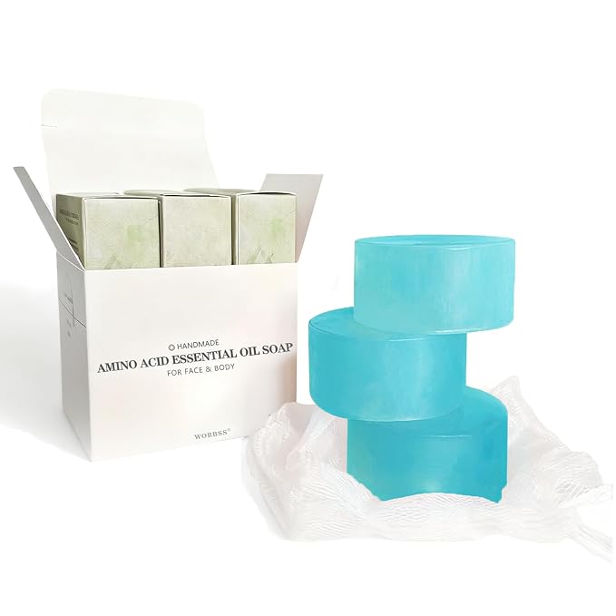 Cleansing Soap Bar for Face & Body & Bath 3Pack 3.3Oz, by WORBSS