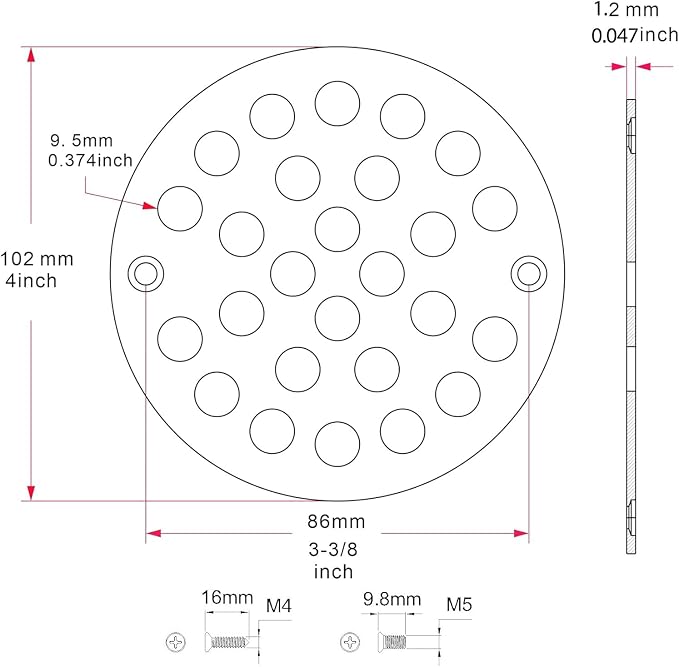 4 Inch Shower Drain Cover, Round Screw-in Floor Drain Cover, Easy-to-Install - Image 2