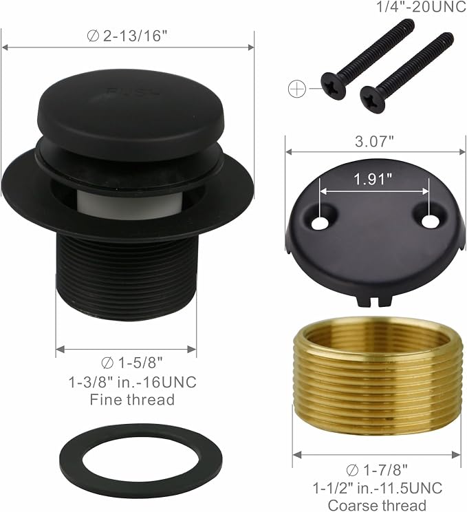 Black Bathtub Drain Tip Toe Tub Conversion Kit, Replacement Bath Tub Drain Trim - Image 5