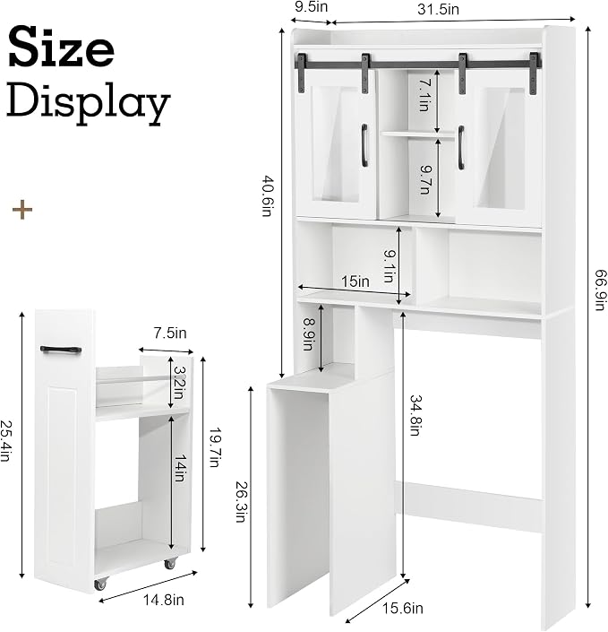 Extendable Rolling Drawer-Style Toilet Storage Cabinet. Conveniently Mobile. - Image 2