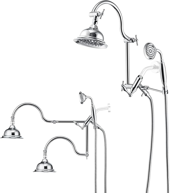 Bagnolux Solid Brass 6" High Pressure Rain Shower Head Combo by BAGNOLUX