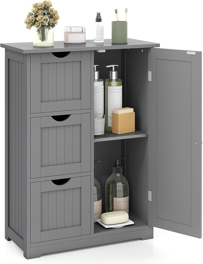 Tangkula Bathroom Floor Cabinet, Freestanding Storage Cabinet by TANGKULA