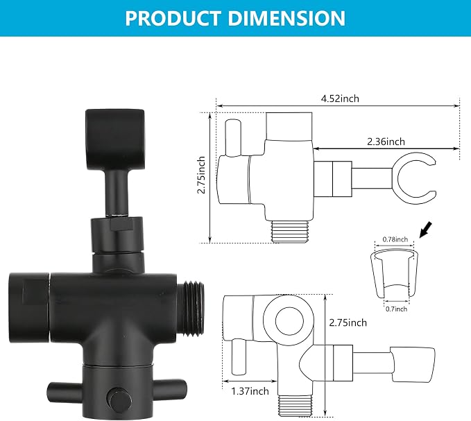 PDPBath Solid Brass 3 Way Shower Arm Diverter Valve - Image 5