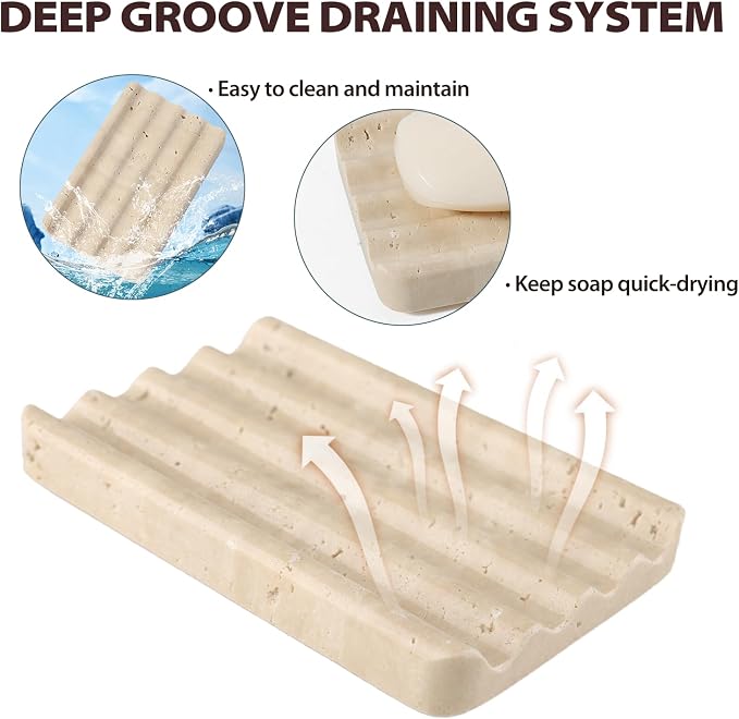 Koville Natural Travertine Soap Dish - Image 4