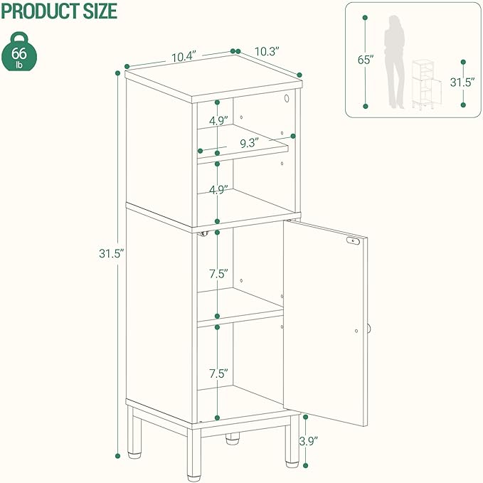 Bathroom Storage Cabinet, Corner Floor Cabinet - Image 2