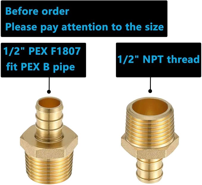Lidertik PEX Fittings 1/2 Inch Male NPT Adapter, 1/2" PEX F1807 to 1/2" NPT - Image 2