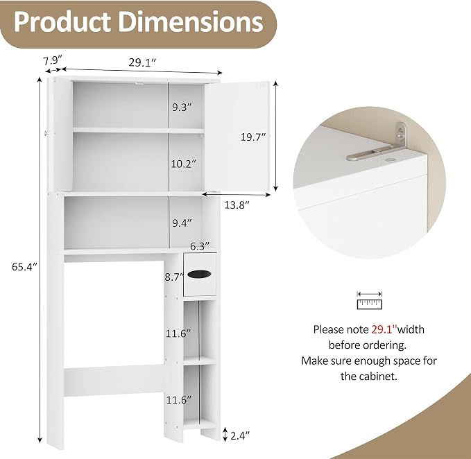 Meilocar Over Toilet Storage Cabinet - Image 2