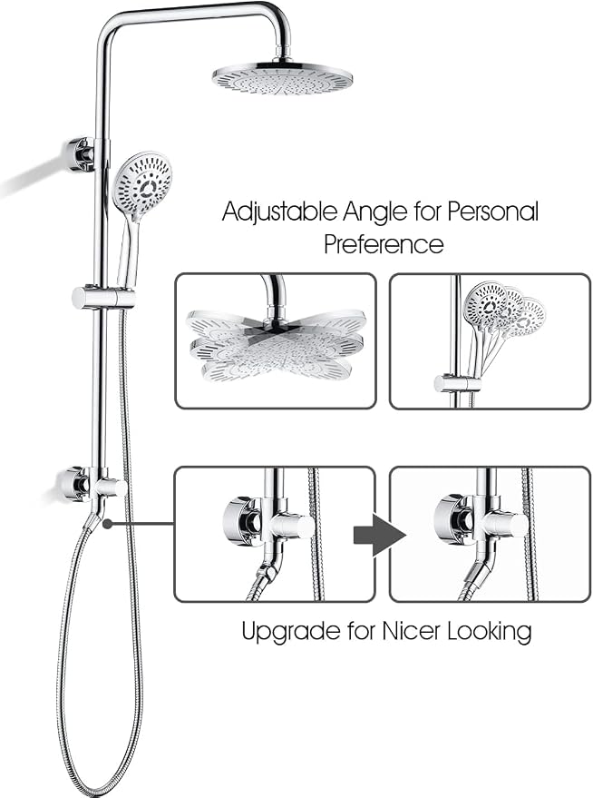 BRIGHT SHOWERS Rain Shower Heads System Including 9 Inch Rainfall Shower Head - Image 9
