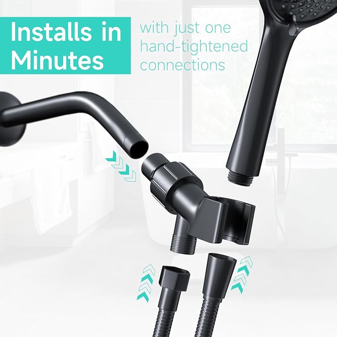 Adjustable Handheld Shower Head Holder- Premium ABS Bracket- Brass Ball 360 - Image 3