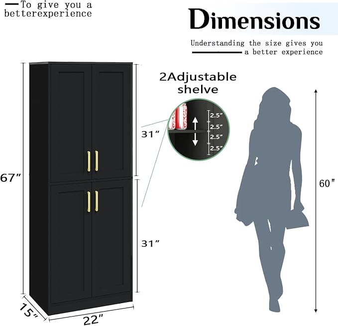 Tall Storage Cabinet with Doors & Shelf - Image 3