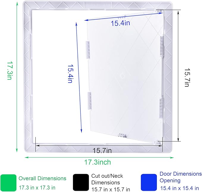 Plumbing Access Panel for Drywall 16 x 16 Inch Plastic Access Door Removable - Image 2
