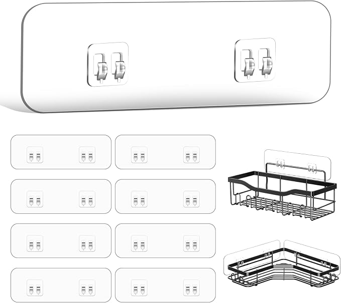 9-Pack Shower Caddy Adhesive Replacement, Transparent Adhesive Hooks Stickers by HAOBAOBEI