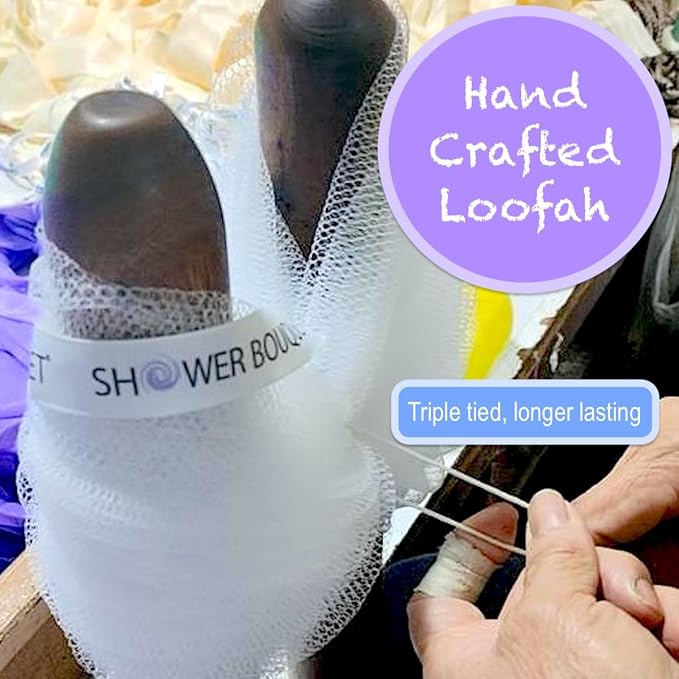 SHOWER BOUQUET Loofah Soft-White-Cloud XL Bath-Sponge 4-Pack // Extra Large 75g - Image 2