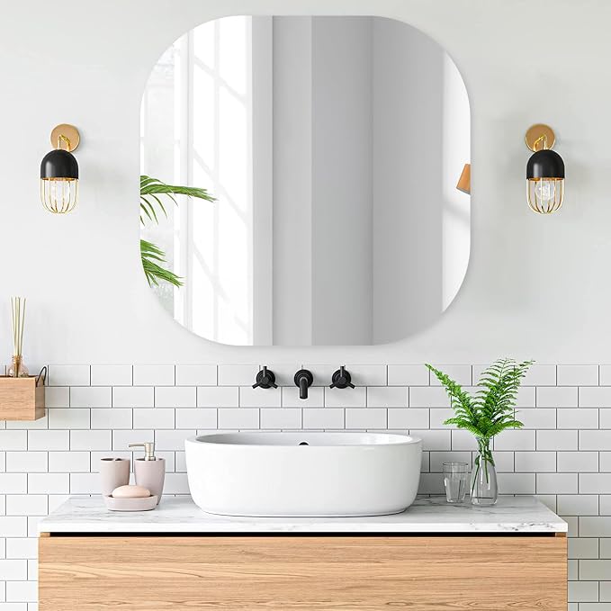 VASUHOME Frameless Bathroom Mirror, 28 x 28 Inch Wall Vanity Mirror, Large Wall by VASUHOME