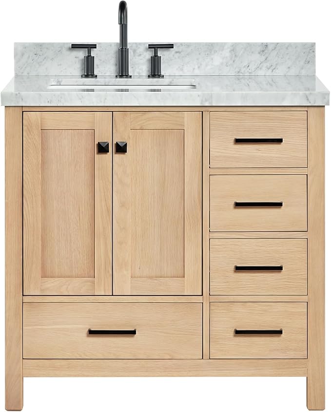 ARIEL Cambridge 37 Inch Oak Bathroom Vanity by Ariel
