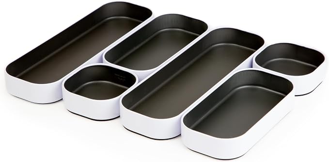 Three by Three Seattle 6 Piece Metal Stacking Bins + Drawer Organizers Set: by ThreebyThreeSeattle