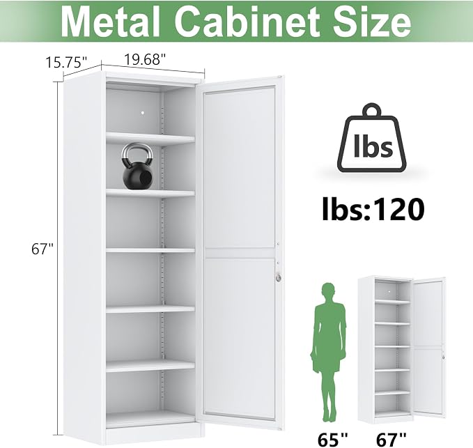 Metal Locker Tall Narrow Storage Cabinet, Gym Home Office, Entryway and Hallway - Image 2