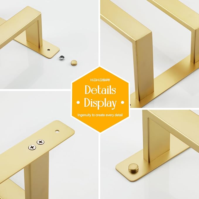 KOKOSIRI Bath Towel Bars Bathroom 2-Tiers Ladder Brushed Gold Towel Rails 24 - Image 7