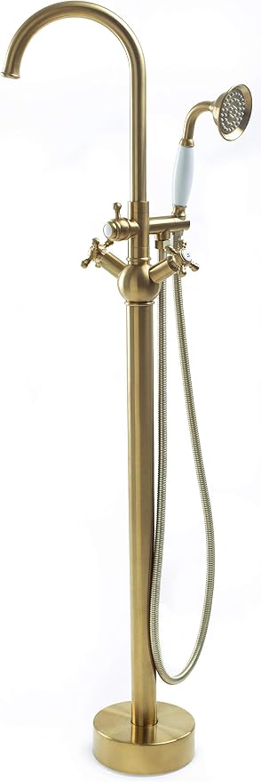 SITGES Solid Brass Freestanding Bathtub Faucet, Bathroom Floor Mount Tub Filler by SITGES