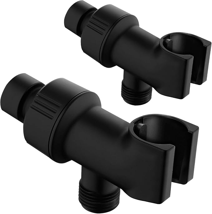 2PCS Universal Black Shower Arm Holder, Adjustable Mount Bracket by Pichrain