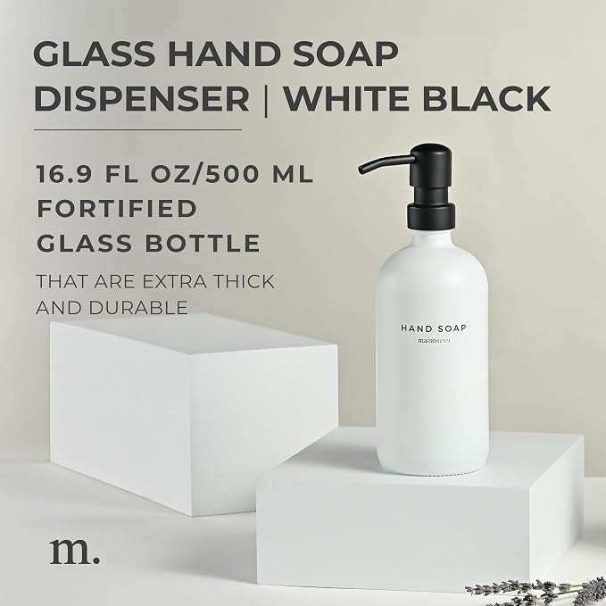 MaisoNovo Soap Dispenser 1-Piece Set | 16.9oz White Bottles - Image 2