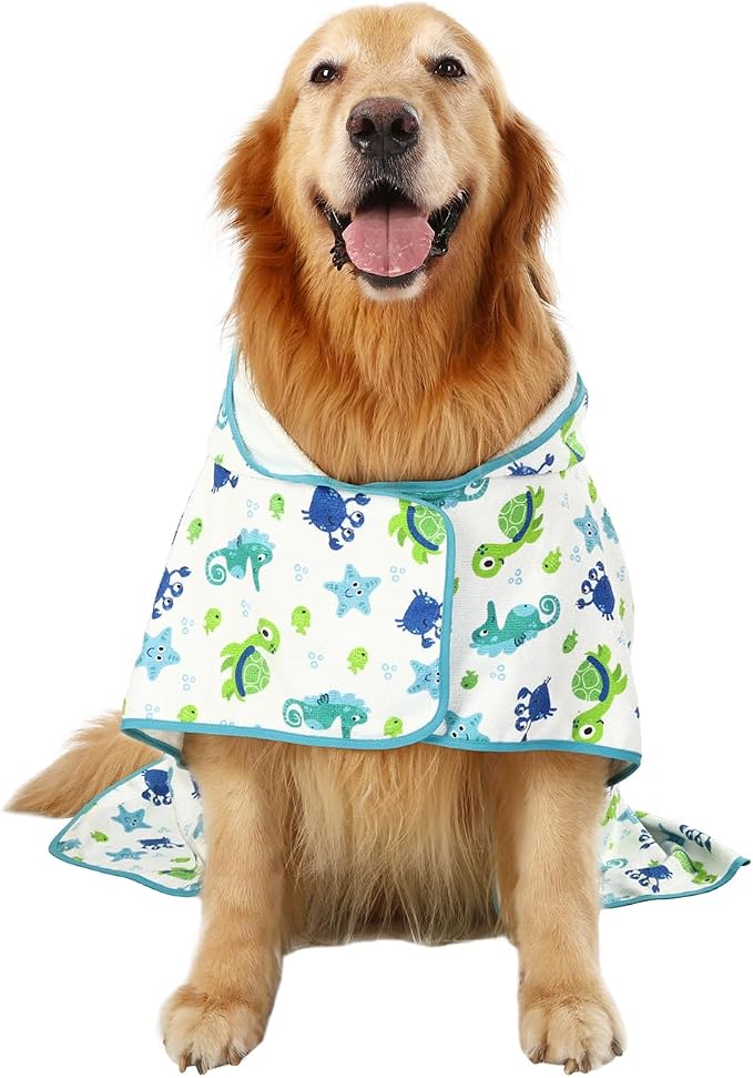 HDE Dog Bathrobe Super Absorbent Quick Drying Puppy Towel Wrap Coat Adjustable - Image 4