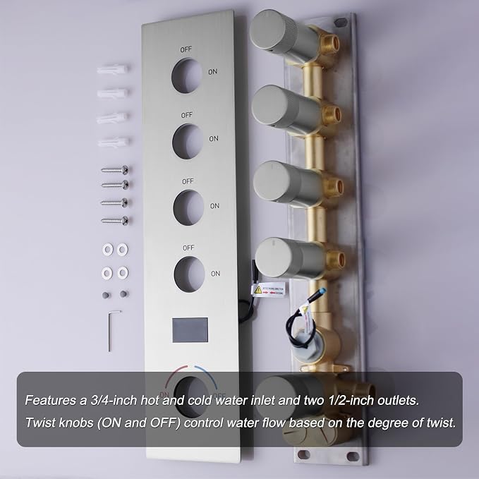 Shower System Brushed Nickel Shower Faucet Set, Digital Tempreature Display - Image 8