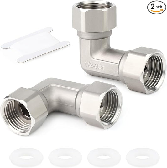 TAISHER 2PCS 304 Stainless Steel 90 Degree Elbow 2 Ends Flexible Movable by TAISHER