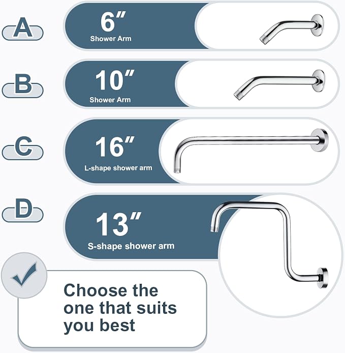 BRIGHT SHOWERS 16-Inch Shower Head Extension Arm - Image 7